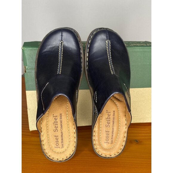 Josef Seibel Womens Carole Black Leather Mule Size 6 EU 37 - Picture 6 of 8